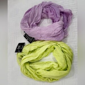 Soft Lilac and Lime Scarves Set